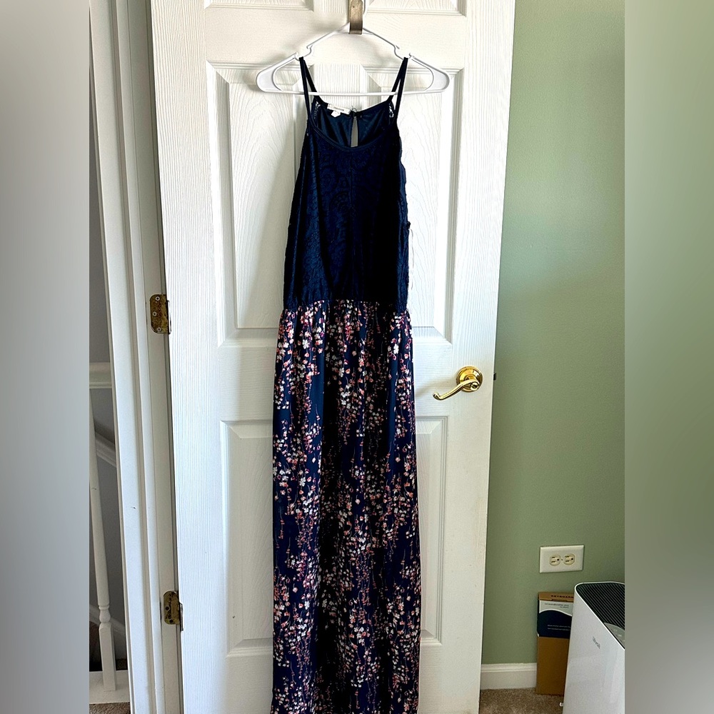 Blue floral maxi dress